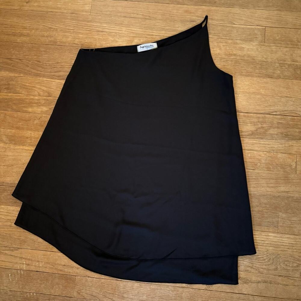 NWT Impressions black one shoulder long camisole tunic blouse size large L b30